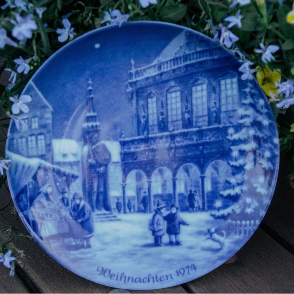 Vintage Berlin design plate 1974 - Christmas plate 1974 - Christmas in Bremen